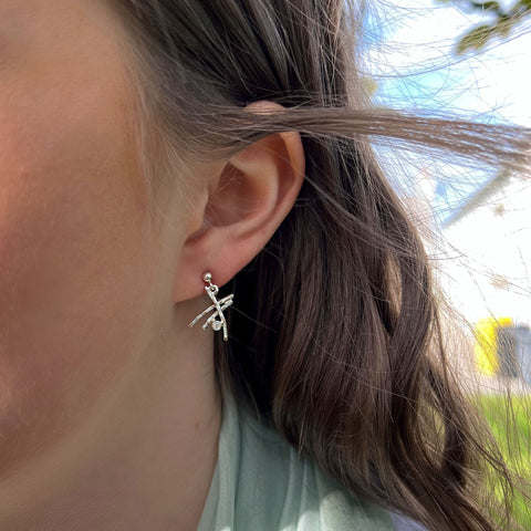 Morning Dew Enamel Small Drop Earrings with Cubic Zirconia by Sheila Fleet Jewellery