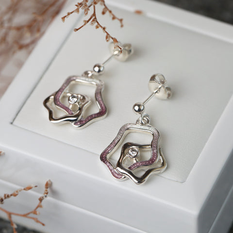 Tidal Islands Cubic Zirconia Drop Earrings in Champagne Enamel by Sheila Fleet Jewellery