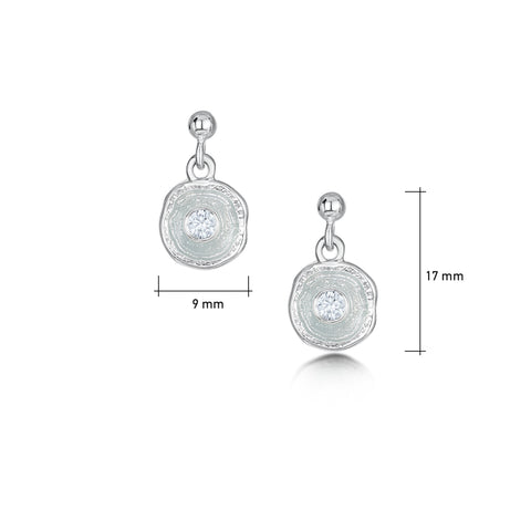 Lunar Cubic Zirconia Petite Drop Earrings in Frost Enamel by Sheila Fleet Jewellery
