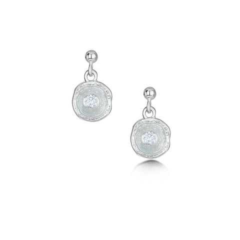 Lunar Cubic Zirconia Petite Drop Earrings in Frost Enamel by Sheila Fleet Jewellery