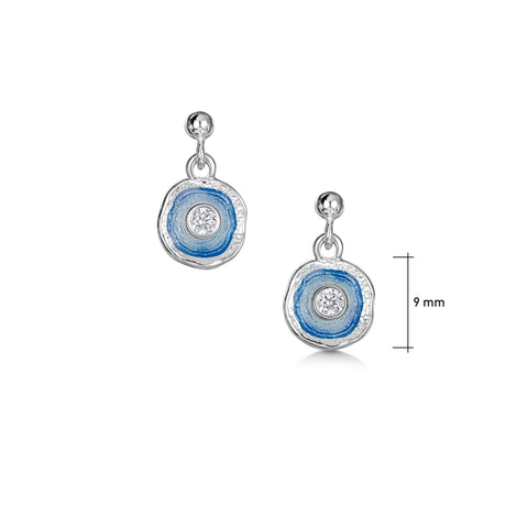 Lunar Cubic Zirconia Petite Drop Earrings in Lunar Blue Enamel by Sheila Fleet Jewellery
