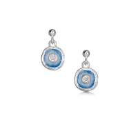 Lunar Cubic Zirconia Petite Drop Earrings in Lunar Blue Enamel by Sheila Fleet Jewellery