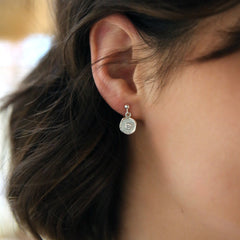 Lunar Cubic Zirconia Petite Drop Earrings in Frost Enamel