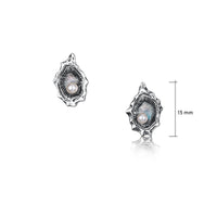 Oyster Enamel Stud Earrings with Peach Pearls by Sheila Fleet Jewellery