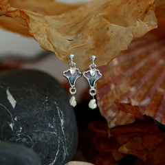 Sea Moss Baroque Pearl Small Drop Earrings in Mill Sands Enamel by Sheila Fleet Jewellery