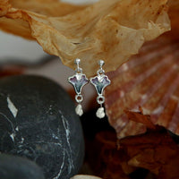 Sea Moss Baroque Pearl Small Drop Earrings in Mill Sands Enamel by Sheila Fleet Jewellery