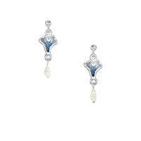 Sea Moss Baroque Pearl Small Drop Earrings in Sea Blue Enamel by Sheila Fleet Jewellery