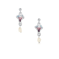 Sea Moss Baroque Pearl Small Drop Earrings in Sea Pink Enamel by Sheila Fleet Jewellery