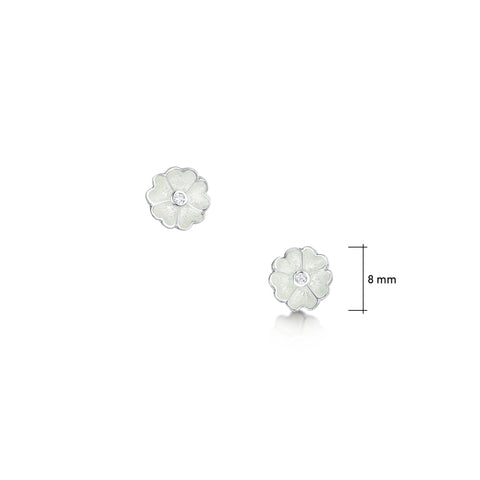 Primula Scotica Small CZ Stud Earrings in Crystal Enamel by Sheila Fleet Jewellery