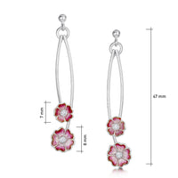 Primula Scotica Petite 2-flower CZ Drop Earrings in Hot Pink Enamel by Sheila Fleet Jewellery