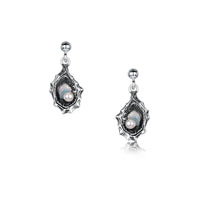 Oyster Enamel Drop Earrings with Peach Pearls by Sheila Fleet Jewellery
