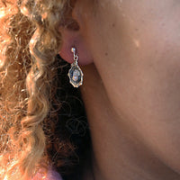 Oyster Enamel Drop Earrings with Peach Pearls by Sheila Fleet Jewellery