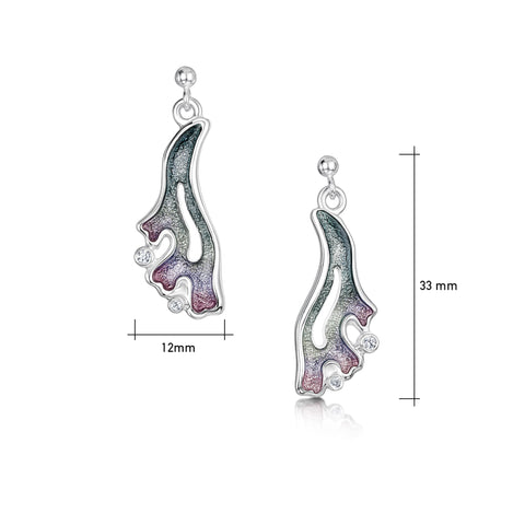 Sea Moss Cubic Zirconia Drop Earrings in Mill Sands Enamel by Sheila Fleet Jewellery