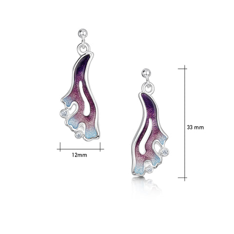 Sea Moss Cubic Zirconia Drop Earrings in Sea Pink Enamel by Sheila Fleet Jewellery