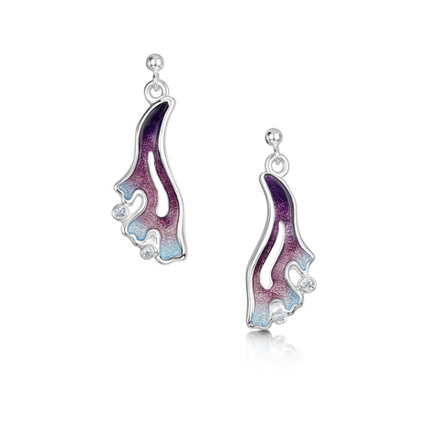 Sea Moss Cubic Zirconia Drop Earrings in Sea Pink Enamel by Sheila Fleet Jewellery