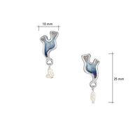 Sea Moss Baroque Pearl Stud Drop Earrings in Sea Blue Enamel by Sheila Fleet Jewellery