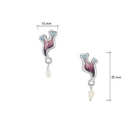 Sea Moss Baroque Pearl Stud Drop Earrings in Sea Pink Enamel by Sheila Fleet Jewellery