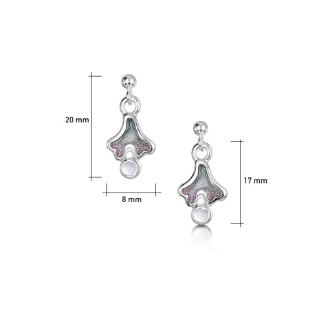 Sea Moss Moonstone Small Drop Earrings in Mill Sands Enamel