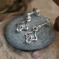 Sea Moss Moonstone Small Drop Earrings in Mill Sands Enamel by Sheila Fleet Jewellery