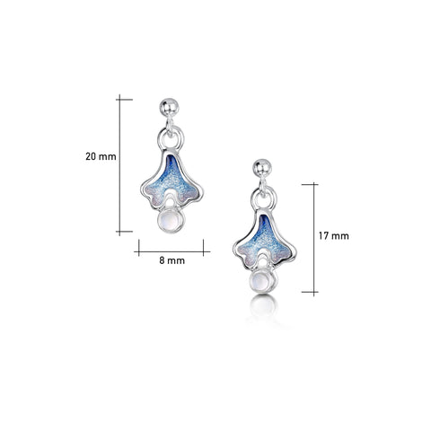 Sea Moss Moonstone Small Drop Earrings in Sea Blue Enamel by Sheila Fleet Jewellery