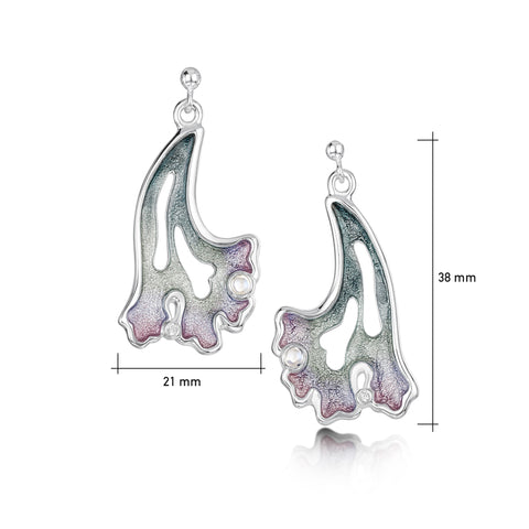 Sea Moss Moonstone & CZ Dress Drop Earrings in Mill Sands Enamel by Sheila Fleet Jewellery