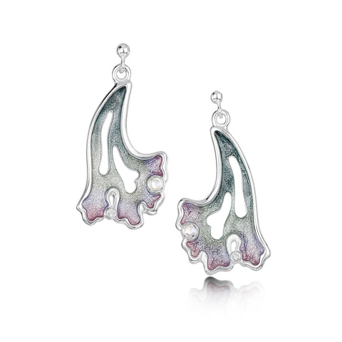 Sea Moss Moonstone & CZ Dress Drop Earrings in Mill Sands Enamel by Sheila Fleet Jewellery