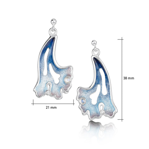 Sea Moss Moonstone & CZ Dress Drop Earrings in Sea Blue Enamel by Sheila Fleet Jewewllery