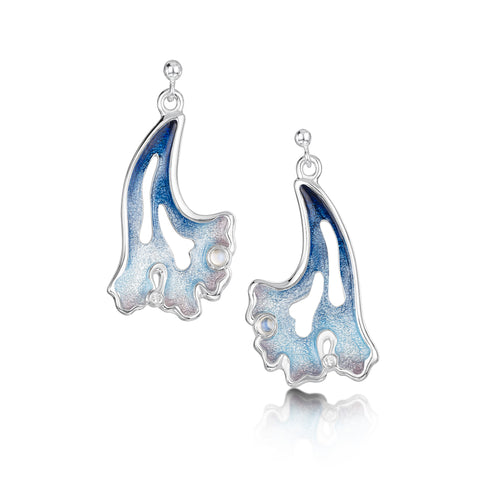Sea Moss Moonstone & CZ Dress Drop Earrings in Sea Blue Enamel by Sheila Fleet Jewewllery