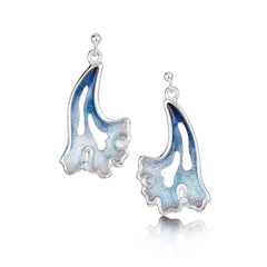Sea Moss Moonstone & CZ Dress Drop Earrings in Sea Blue Enamel by Sheila Fleet Jewewllery
