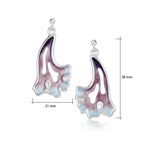 Sea Moss Moonstone & CZ Dress Drop Earrings in Sea Pink Enamel