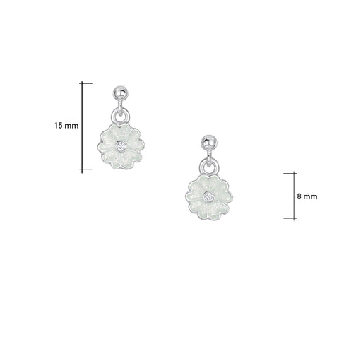 Primula Scotica Cubic Zirconia Drop Earrings in Crystal Enamel by Sheila Fleet Jewellery