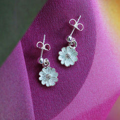 Primula Scotica Cubic Zirconia Drop Earrings in Crystal Enamel by Sheila Fleet Jewellery