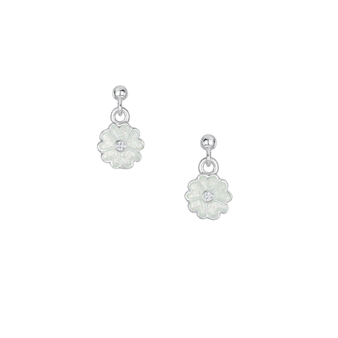 Primula Scotica Cubic Zirconia Drop Earrings in Crystal Enamel by Sheila Fleet Jewellery