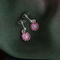 Primula Scotica Cubic Zirconia Drop Earrings in Hot Pink by Sheila Fleet Jewellery