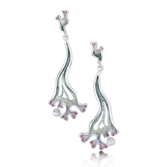 Sea Moss Moonstone Occasion Drop Earrings in Mill Sands Enamel by Sheila Fleet Jewellery