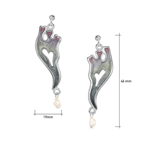 Sea Moss Baroque Pearl Dress Drop Earrings in Mill Sands Enamel by Sheila Fleet Jewellery