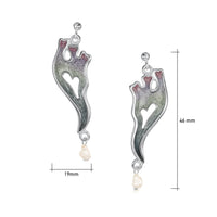 Sea Moss Baroque Pearl Dress Drop Earrings in Mill Sands Enamel by Sheila Fleet Jewellery