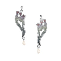 Sea Moss Baroque Pearl Dress Drop Earrings in Mill Sands Enamel by Sheila Fleet Jewellery