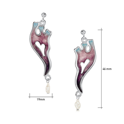 Sea Moss Baroque Pearl Dress Drop Earrings in Sea Pink Enamel by Sheila Fleet Jewellery