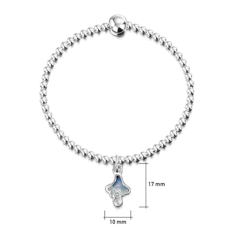 Sea Moss Moonstone Stretch Bracelet in Sea Blue Enamel by Sheila Fleet Jewellery
