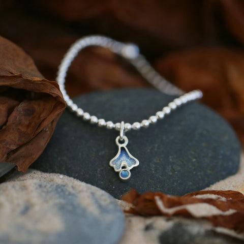 Sea Moss Moonstone Stretch Bracelet in Sea Blue Enamel by Sheila Fleet Jewellery