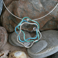 Tidal Islands Shallows Enamel Dress Necklace with Moonstone, Pearl & CZ by Sheila Fleet Jewellery