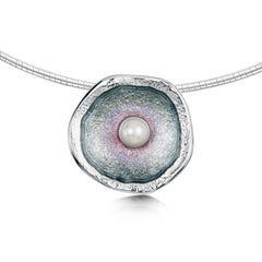 Lunar Pearl Dress Necklace in Mill Sands Enamel by Sheila Fleet Jewellery