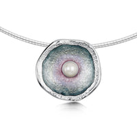 Lunar Pearl Dress Necklace in Mill Sands Enamel by Sheila Fleet Jewellery