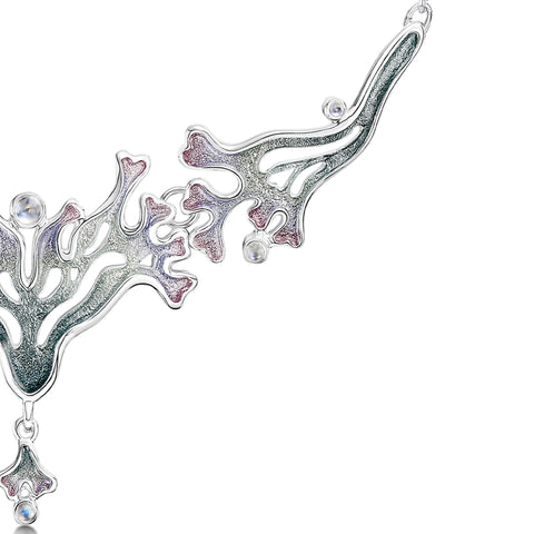 Sea Moss 3-part Moonstone Dress Necklace in Mill Sands Enamel by Sheila Fleet Jewellery