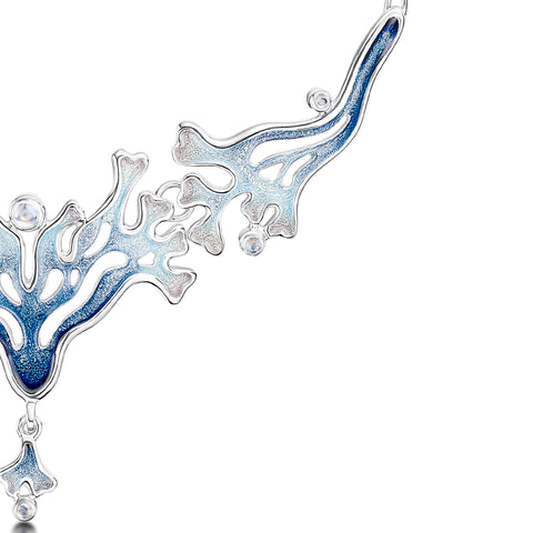 Sea Moss 3-part Moonstone Dress Necklace in Sea Blue Enamel by Sheila Fleet Jewellery