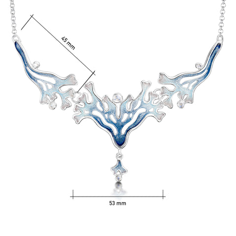 Sea Moss 3-part Moonstone Dress Necklace in Sea Blue Enamel by Sheila Fleet Jewellery
