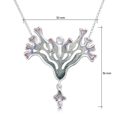 Sea Moss Moonstone Dress Necklace in Mill Sands Enamel by Sheila Fleet Jewellery