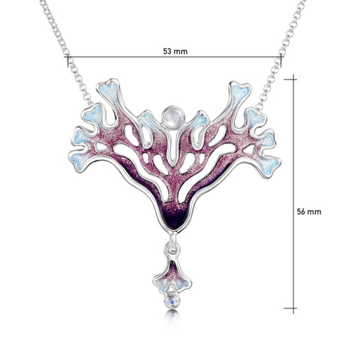Sea Moss Moonstone Dress Necklace in Sea Pink Enamel by Sheila Fleet Jewellery