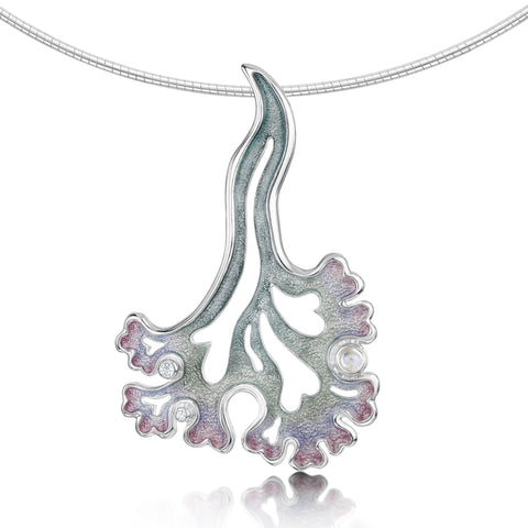 Sea Moss Moonstone Occasion Necklace in Mill Sands Enamel by Sheila Fleet Jewellery 